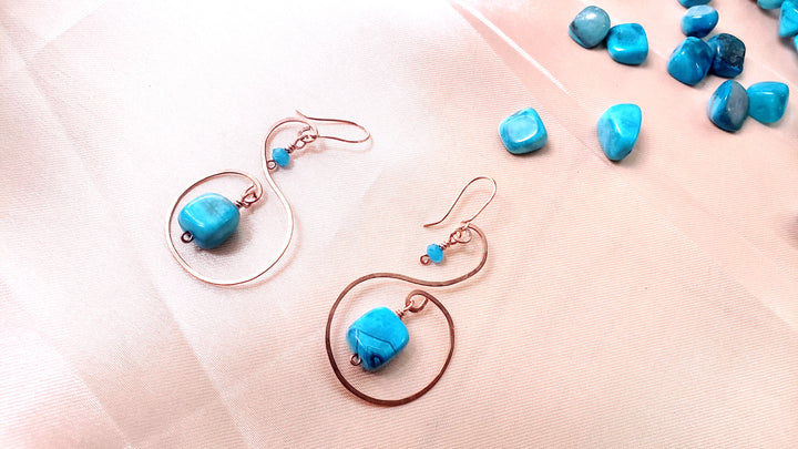 Handmade Copper wire-wrapped Natural Stone earrings from Durga Collection